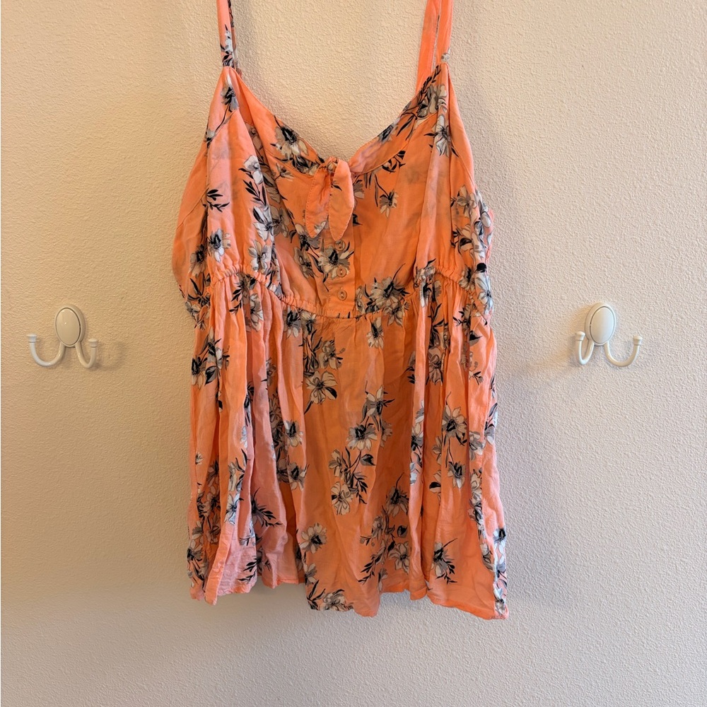 torrid Peach Floral Tie-Front Spaghetti Strap Tank